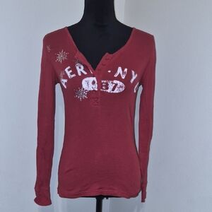 Aeropostale Burgundy Long Sleeve Tee